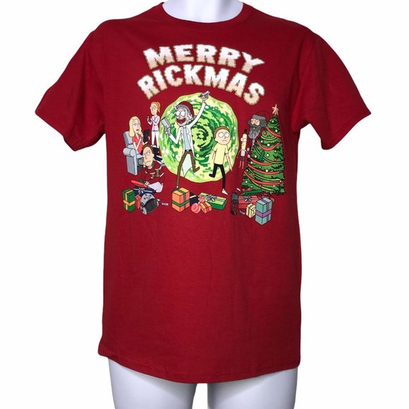 NWT Ripple Junction Adult Swim Rick and Morty Holiday Christmas Tee T-Shirt S - Picture 1 of 8
